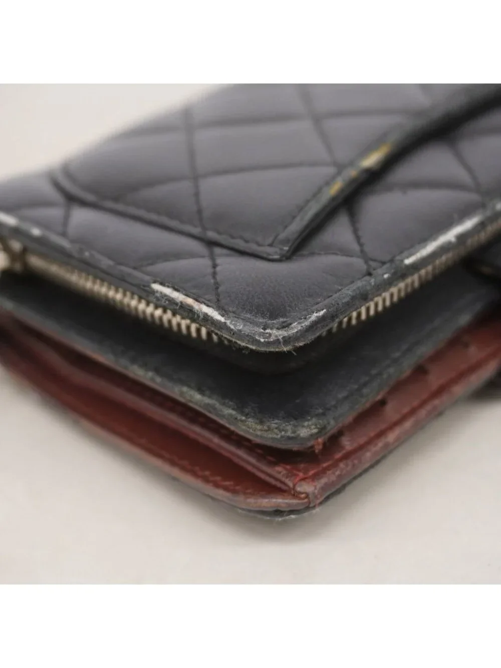 Chanel Wallet Quilted Lambskin Black Silver